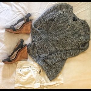 Frye Bridget Ornament Wedges BLACK 7.5